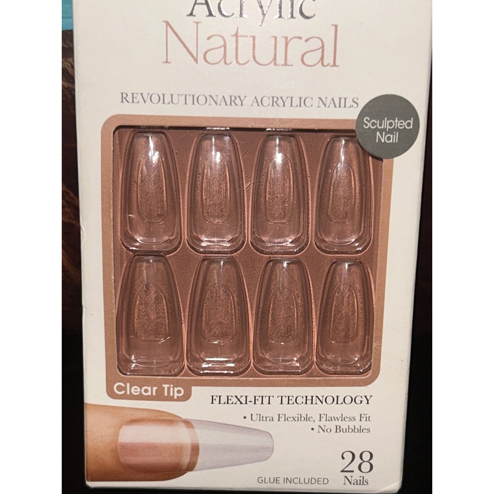 KISS Salon Acrylic Natural Long Clear Tip Revolutionary Nails 28 Count